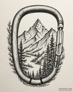 Tat tattoo sketch, mountain climber’s carabin... - эскиз тату (№1753422375_0, 25.07.2025 05:46) — Tatufoto.com