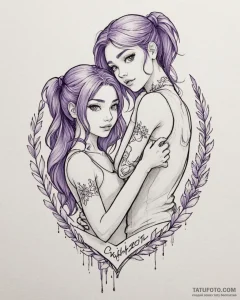 Eskizto, tattoo sketch, violet and dash sibli... - эскиз тату (№1753422580_0, 25.07.2025 05:49) — Tatufoto.com
