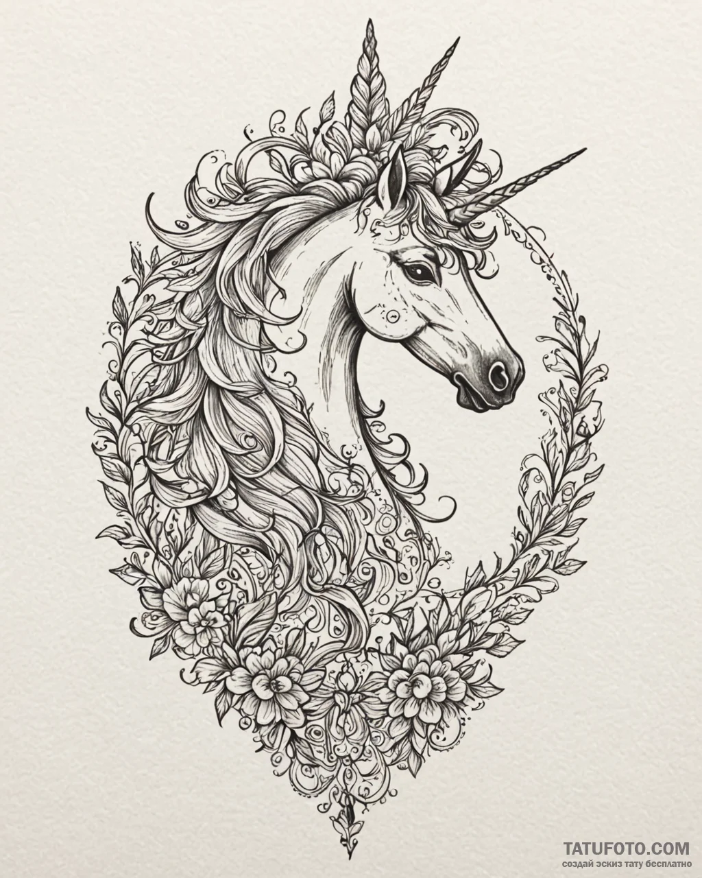 Tattoo sketch, ian and unicorn silhouette at... - эскиз тату (№1753422784_0, 25.07.2025 05:53) — Tatufoto.com