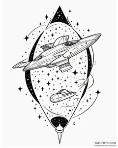 Tattoo sketch, benny piloting spaceship with... - эскиз тату (№1753423195_0, 25.07.2025 05:59) — Tatufoto.com