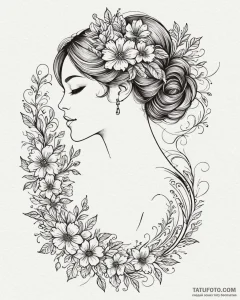 Tat tattoo sketch, fashion model silhouette f... - эскиз тату (№1753425039_0, 25.07.2025 06:30) — Tatufoto.com