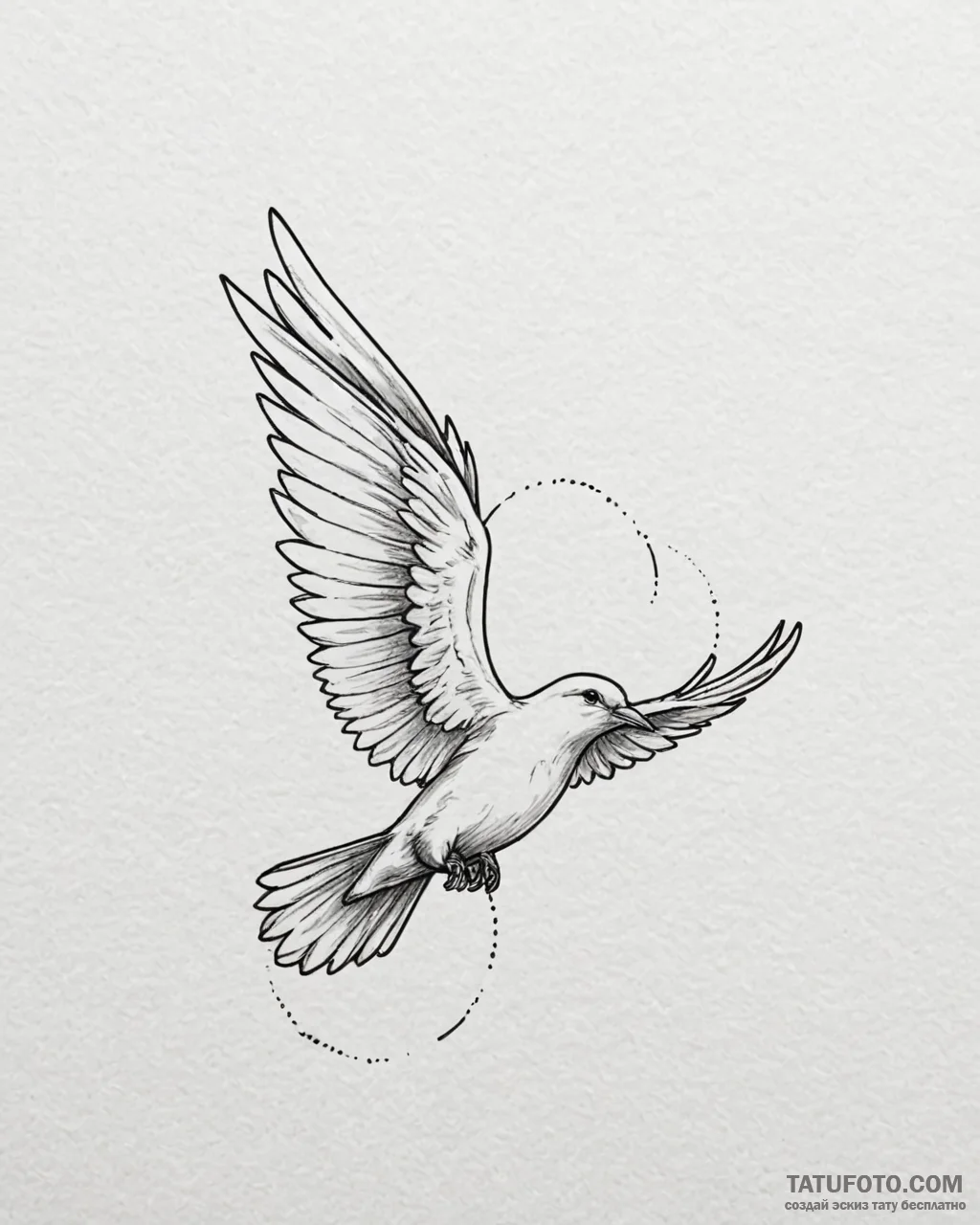 Tattoo sketch, minimalistic bird in flight wi... - эскиз тату (№1753425653_0, 25.07.2025 06:40) — Tatufoto.com