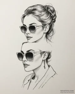 Tattoo sketch, holley shiftwell with sunglass... - эскиз тату (№1753426062_0, 25.07.2025 06:47) — Tatufoto.com