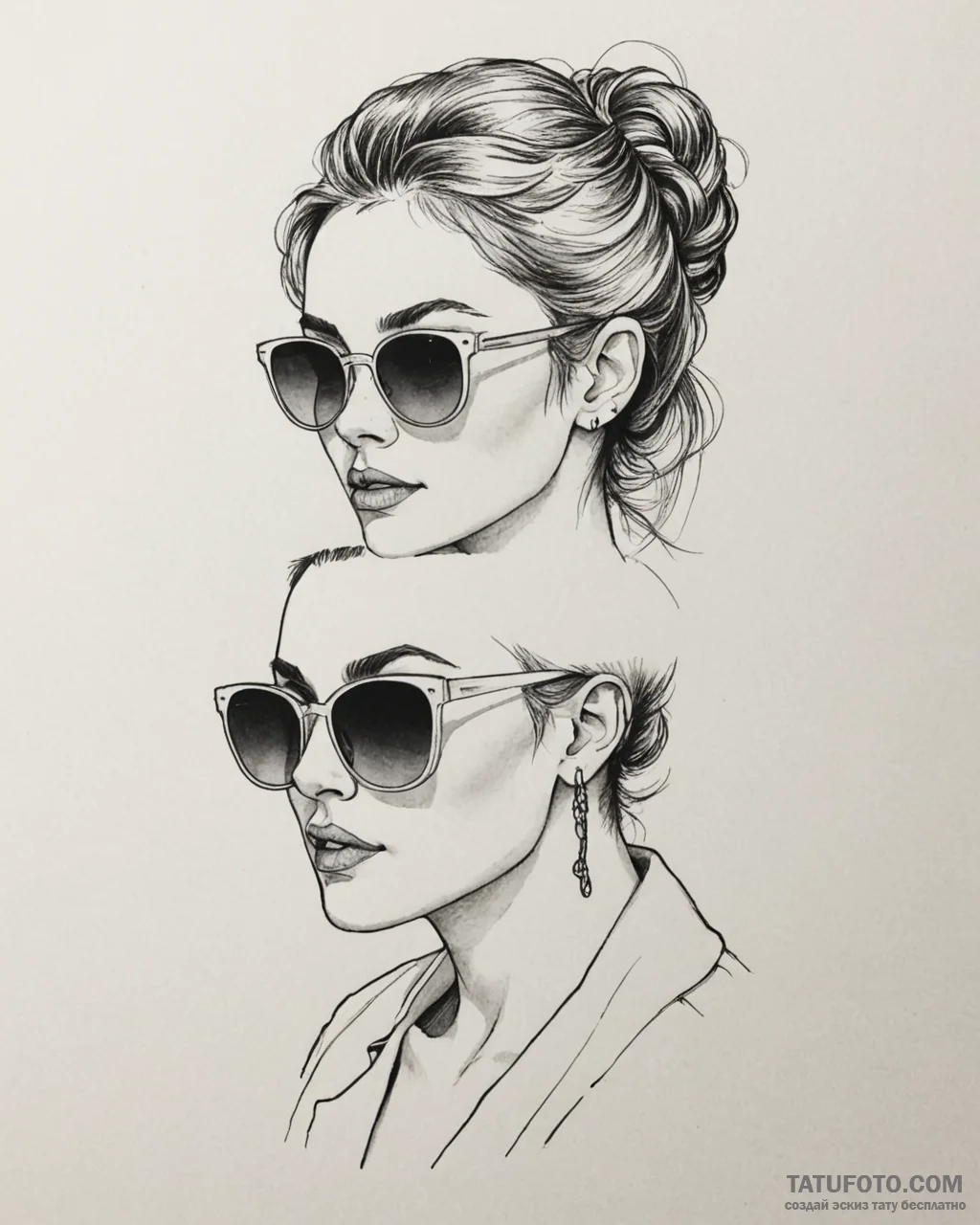 Tattoo sketch, holley shiftwell with sunglass... - эскиз тату (№1753426062_0, 25.07.2025 06:47) — Tatufoto.com