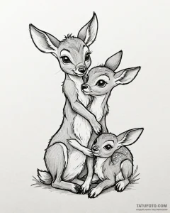 Tattoo sketch, bambi and thumper cuddling, sw... - эскиз тату (№1753427291_0, 25.07.2025 07:08) — Tatufoto.com