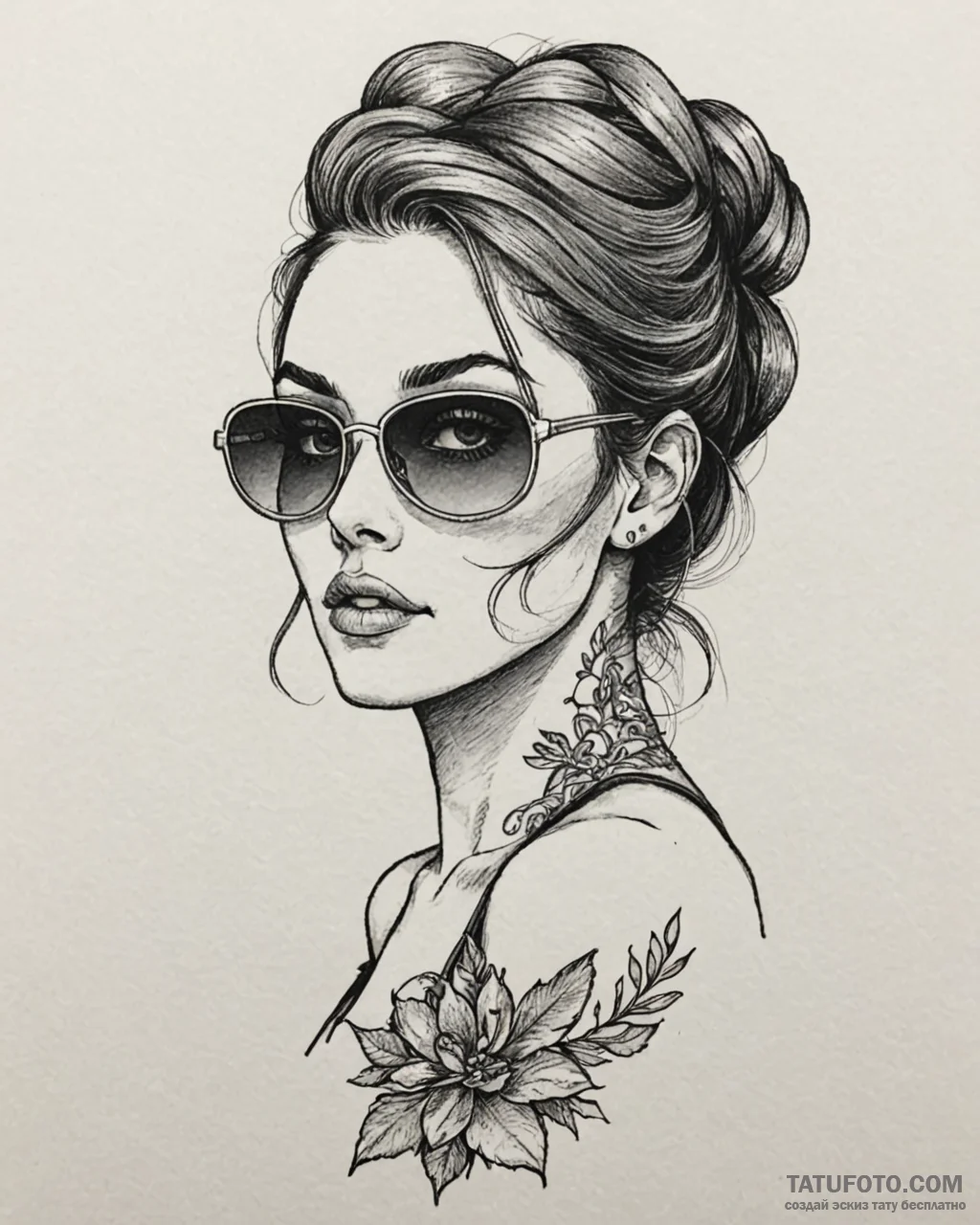 Tattoo sketch, holley shiftwell with sunglass... - эскиз тату (№1753429350_0, 25.07.2025 07:42) — Tatufoto.com