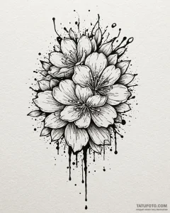 Tattoo sketch, sakura petals drifting over ab... - эскиз тату (№1753433358_0, 25.07.2025 08:49) — Tatufoto.com