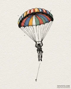 Tat tattoo sketch, parachutist’s silhouette d... - эскиз тату (№1753435035_0, 25.07.2025 09:17) — Tatufoto.com
