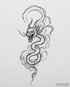 Tattoo sketch, mushu flying with smoke trail,... - эскиз тату (№1753436089_0, 25.07.2025 09:34) — Tatufoto.com