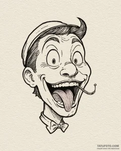 Tattoo sketch, mike with goofy face and tongu... - эскиз тату (№1753436510_0, 25.07.2025 09:41) — Tatufoto.com