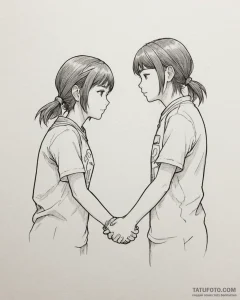 Tattoo sketch, chihiro holding hands with hak... - эскиз тату (№1753437130_0, 25.07.2025 09:52) — Tatufoto.com