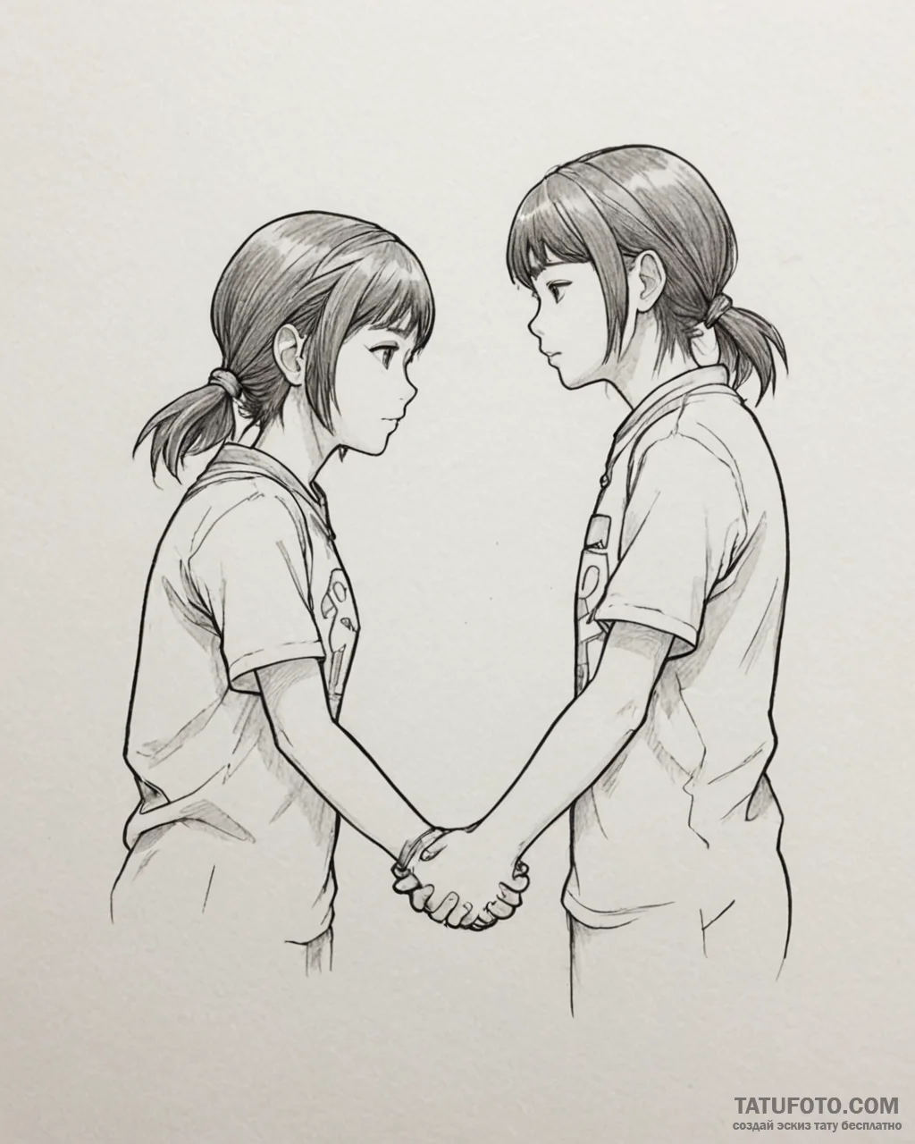 Tattoo sketch, chihiro holding hands with hak... - эскиз тату (№1753437130_0, 25.07.2025 09:52) — Tatufoto.com
