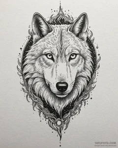 Tat tattoo sketch, magical wolf with glowing... - эскиз тату (№1753437333_0, 25.07.2025 09:55) — Tatufoto.com