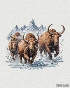 Eskizto, tattoo sketch, ice age herd running... - эскиз тату (№1753437748_0, 25.07.2025 10:02) — Tatufoto.com