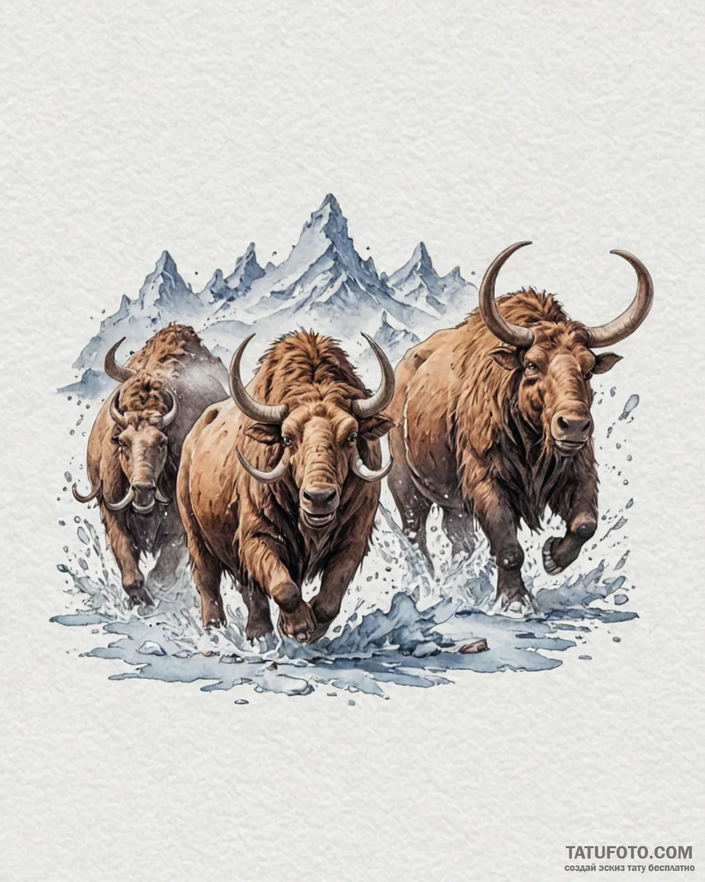 Eskizto, tattoo sketch, ice age herd running... - эскиз тату (№1753437748_0, 25.07.2025 10:02) — Tatufoto.com