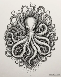 Tattoo sketch, ancient octopus wrapping tenta... - эскиз тату (№1753438579_0, 25.07.2025 10:16) — Tatufoto.com