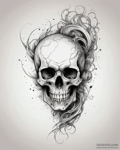 Tattoo sketch, skull with smoke tendrils twis... - эскиз тату (№1753441725_0, 25.07.2025 11:08) — Tatufoto.com