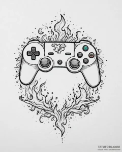 Tat tattoo sketch, gaming console controller... - эскиз тату (№1753442550_0, 25.07.2025 11:22) — Tatufoto.com
