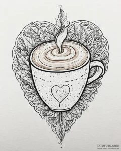 Tat tattoo sketch, barista’s latte art formin... - эскиз тату (№1753442964_0, 25.07.2025 11:29) — Tatufoto.com