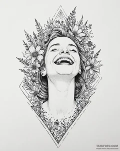 Tattoo sketch, gran crood laughing with wildf... - эскиз тату (№1753443102_0, 25.07.2025 11:31) — Tatufoto.com