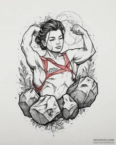 Tattoo sketch, luisa lifting massive boulders... - эскиз тату (№1753443799_0, 25.07.2025 11:43) — Tatufoto.com