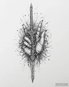 Tattoo sketch, vesemir’s hands gripping silve... - эскиз тату (№1753443951_0, 25.07.2025 11:45) — Tatufoto.com