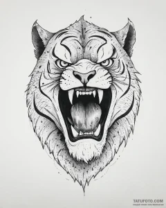 Tattoo sketch, tai lung snarling with sharp t... - эскиз тату (№1753444255_0, 25.07.2025 11:50) — Tatufoto.com