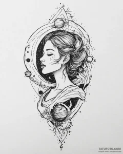 Eskizto, tattoo sketch, eve surrounded by sta... - эскиз тату (№1753445089_0, 25.07.2025 12:04) — Tatufoto.com