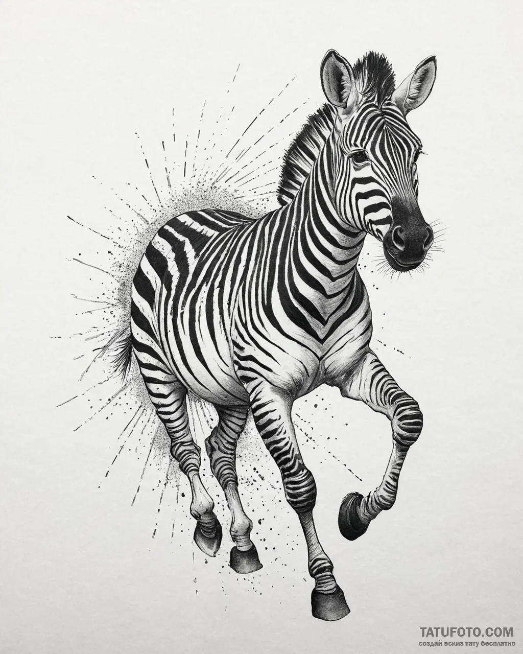 Eskizto, tattoo sketch, marty the zebra runni... - эскиз тату (№1753445489_0, 25.07.2025 12:11) — Tatufoto.com