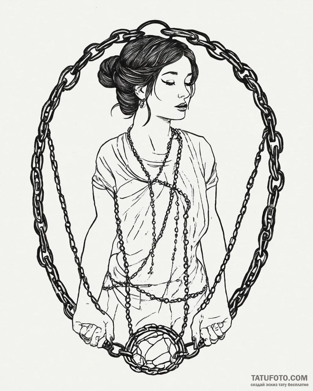 Tattoo sketch, luisa’s silhouette breaking ch... - эскиз тату (№1753445687_0, 25.07.2025 12:14) — Tatufoto.com