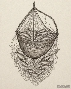 Tat tattoo sketch, fisherman’s net filled wit... - эскиз тату (№1753446694_0, 25.07.2025 12:31) — Tatufoto.com