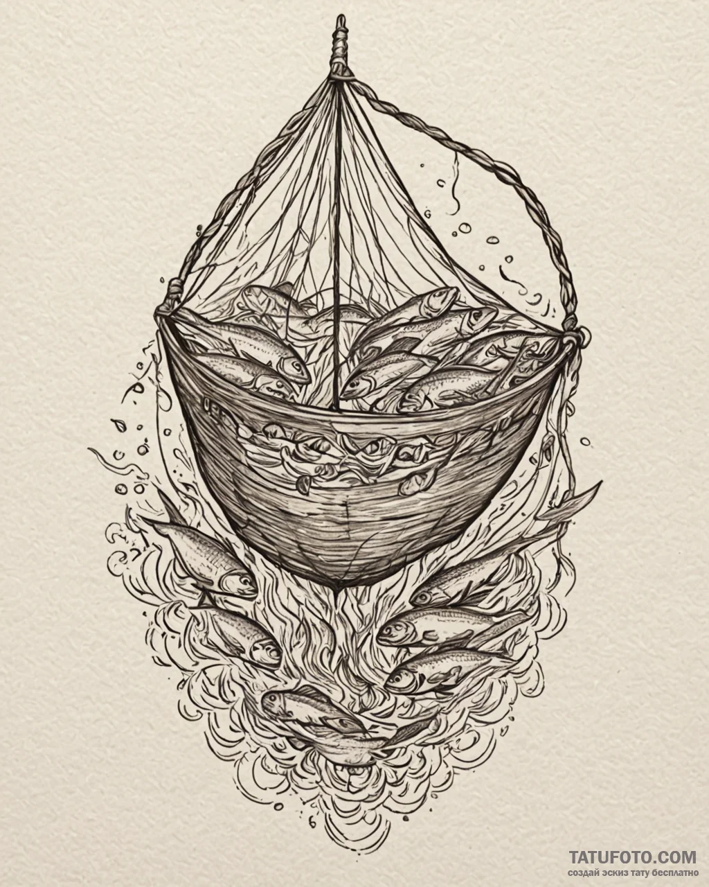 Tat tattoo sketch, fisherman’s net filled wit... - эскиз тату (№1753446694_0, 25.07.2025 12:31) — Tatufoto.com