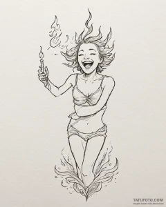 Tat tattoo sketch, nimona laughing with glowi... - эскиз тату (№1753448487_0, 25.07.2025 13:01) — Tatufoto.com