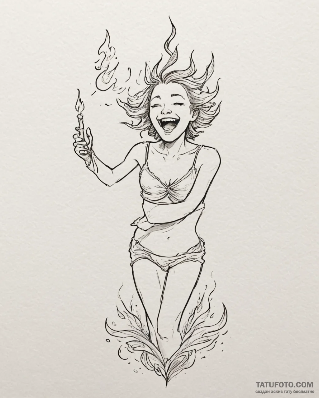 Tat tattoo sketch, nimona laughing with glowi... - эскиз тату (№1753448487_0, 25.07.2025 13:01) — Tatufoto.com