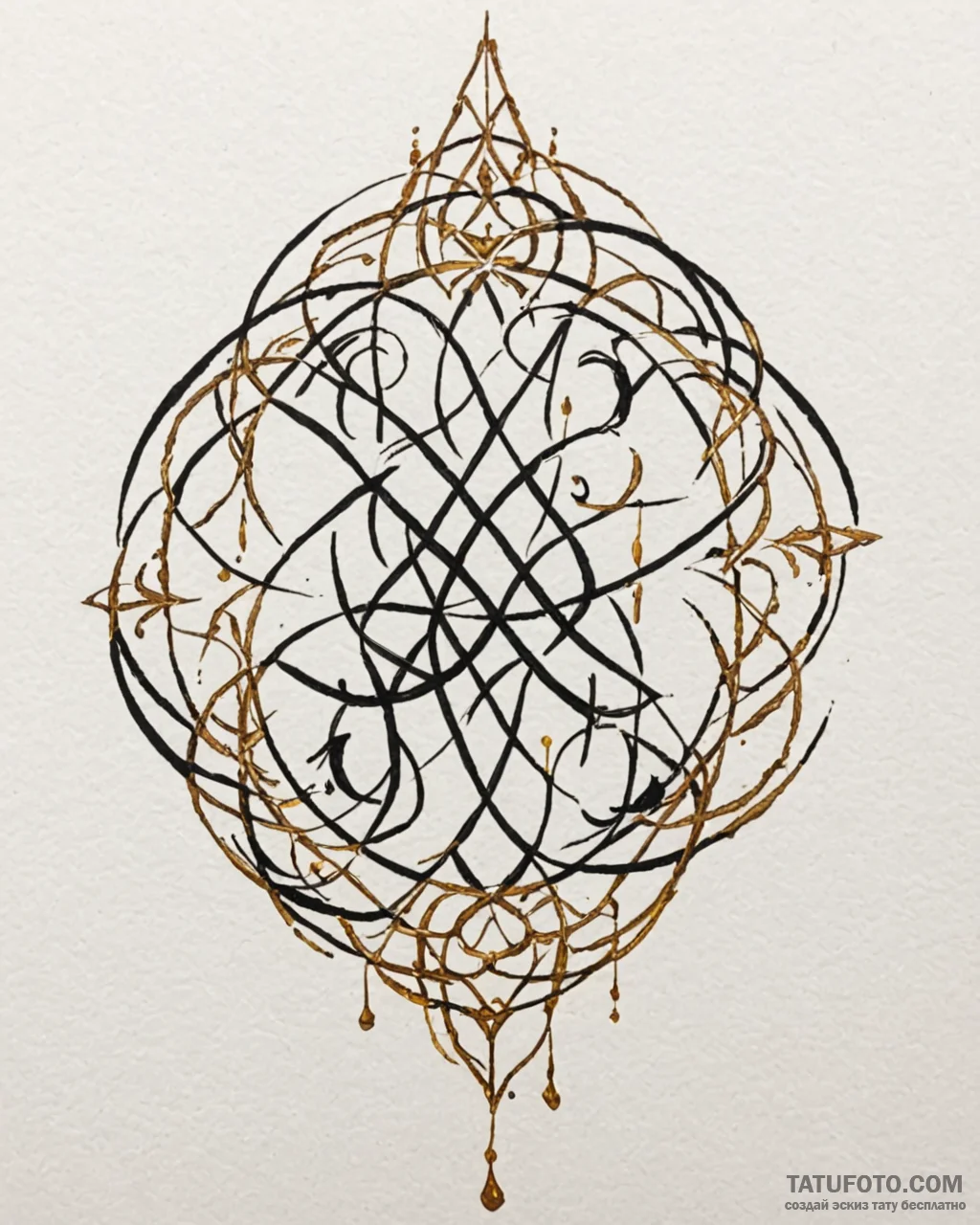 Tat tattoo sketch, artistic calligraphy inter... - эскиз тату (№1753448882_0, 25.07.2025 13:08) — Tatufoto.com