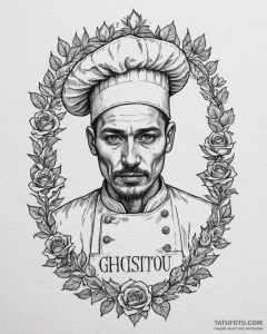 Eskizto, tattoo sketch, chef gusteau portrait... - эскиз тату (№1753449476_0, 25.07.2025 13:17) — Tatufoto.com