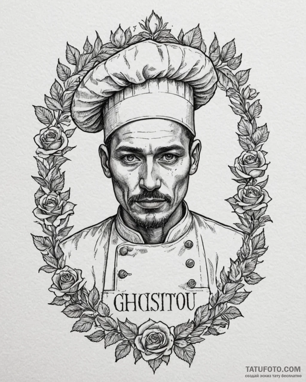 Eskizto, tattoo sketch, chef gusteau portrait... - эскиз тату (№1753449476_0, 25.07.2025 13:17) — Tatufoto.com