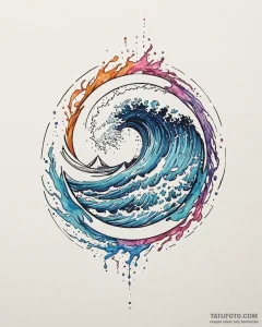 Tat tattoo sketch, abstract ocean wave mergin... - эскиз тату (№1753450272_0, 25.07.2025 13:31) — Tatufoto.com