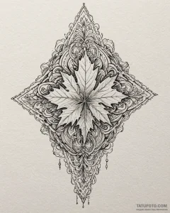 Tat tattoo sketch, maple leaves with crisp ge... - эскиз тату (№1753450867_0, 25.07.2025 13:41) — Tatufoto.com