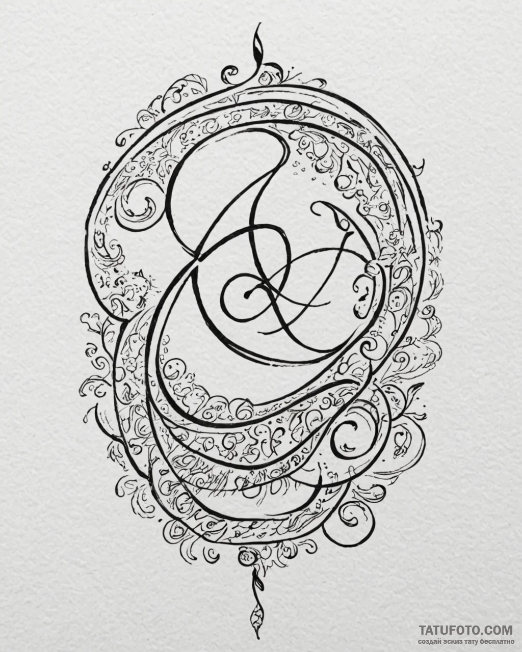 Tat tattoo sketch, swirling magical glyphs an... - эскиз тату (№1753451460_0, 25.07.2025 13:51) — Tatufoto.com