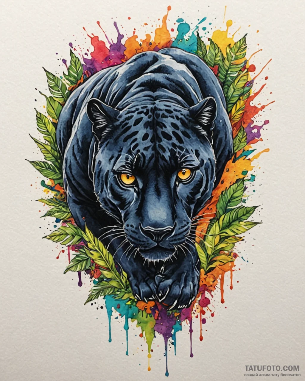 Tattoo sketch, panther prowling through jungl... - эскиз тату (№1753454220_0, 25.07.2025 14:37) — Tatufoto.com