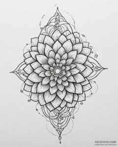 Tat tattoo sketch, whimsical oversized flower... - эскиз тату (№1753455007_0, 25.07.2025 14:50) — Tatufoto.com