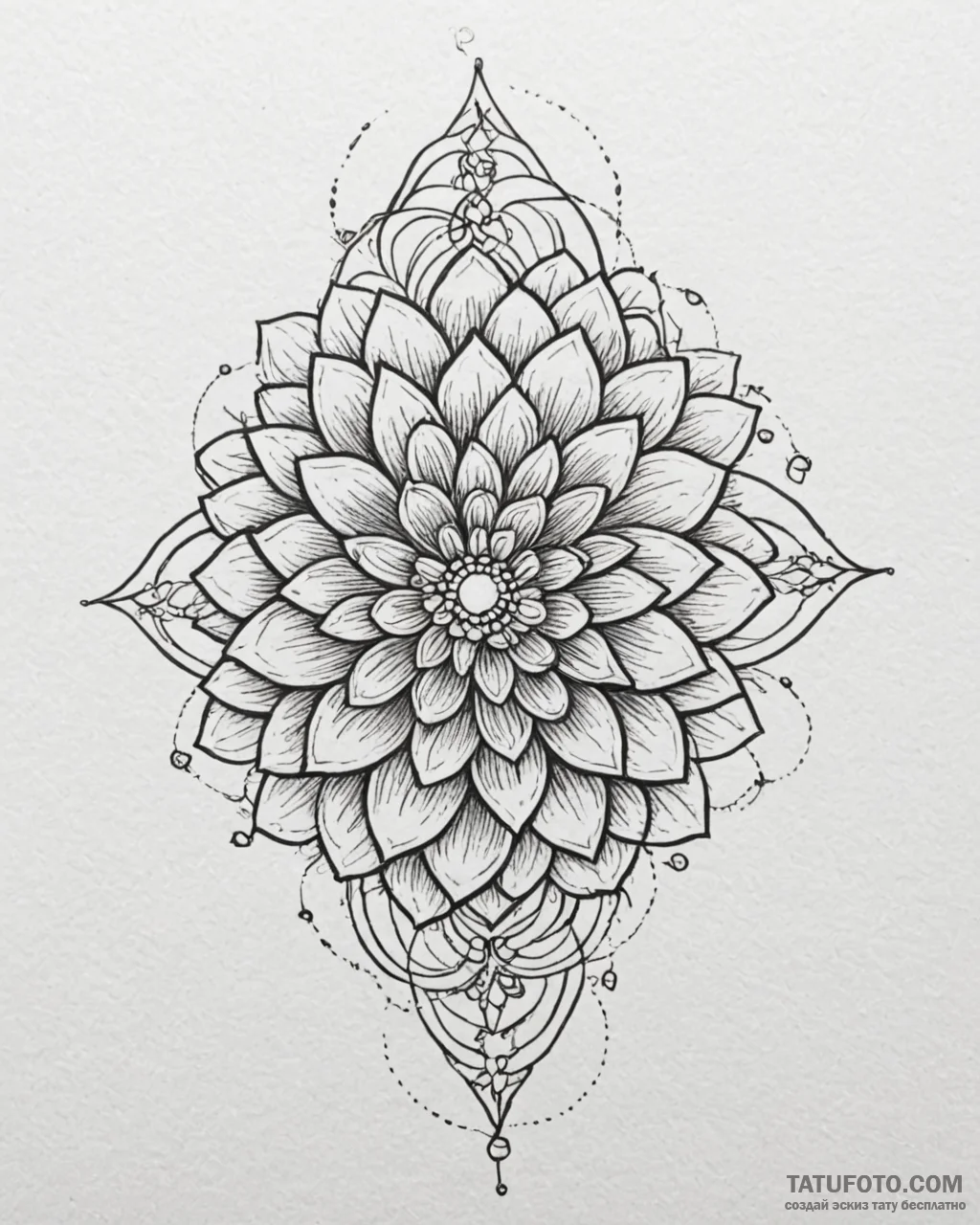 Tat tattoo sketch, whimsical oversized flower... - эскиз тату (№1753455007_0, 25.07.2025 14:50) — Tatufoto.com
