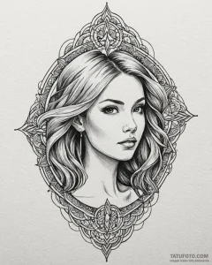 Tattoo sketch, mei lee’s hair flowing into fi... - эскиз тату (№1753455203_0, 25.07.2025 14:53) — Tatufoto.com