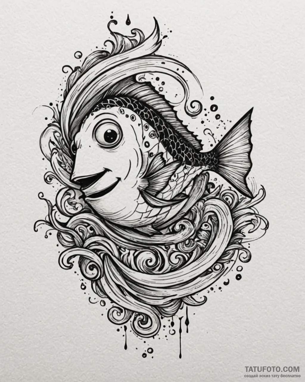 Eskizto, tattoo sketch, dory confused with sw... - эскиз тату (№1753455987_0, 25.07.2025 15:06) — Tatufoto.com