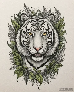 Tattoo sketch, fierce tiger stalking through... - эскиз тату (№1753456183_0, 25.07.2025 15:09) — Tatufoto.com