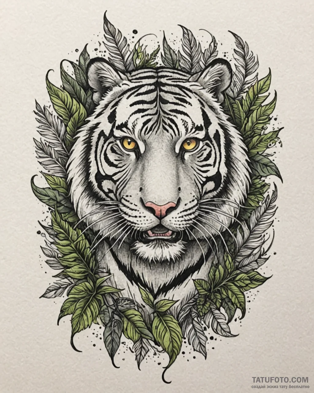 Tattoo sketch, fierce tiger stalking through... - эскиз тату (№1753456183_0, 25.07.2025 15:09) — Tatufoto.com