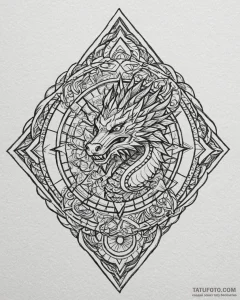 Tattoo sketch, po’s paw prints with dragon sy... - эскиз тату (№1753457376_0, 25.07.2025 15:29) — Tatufoto.com