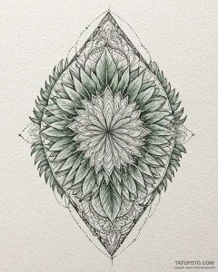 Tat tattoo sketch, tropical palm leaves with... - эскиз тату (№1753458373_0, 25.07.2025 15:46) — Tatufoto.com