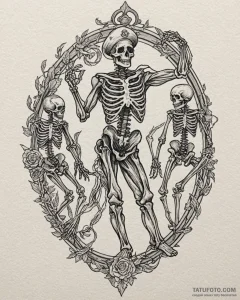 Tattoo sketch, hector dancing with skeletal f... - эскиз тату (№1753458578_0, 25.07.2025 15:49) — Tatufoto.com